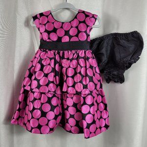 Marmellata Toddler Girl Pink Polka Dot Special Occasion 2-Piece Dress Set